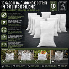 Carica l'immagine nel visualizzatore di Gallery, IPEA 10x Sacchi da Giardino e Detriti in Polipropilene - 105 x 55 cm ­­­­– 10 PEZZI - Sacco Multiuso per Imballaggio, Gi