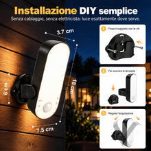Carica l'immagine nel visualizzatore di Gallery, Applique da Esterno con Sensore di Movimento, Lampada LED da Esterno da 12000 mAh, 3 Temperature di Colore, Impermeabile