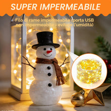 Carica l'immagine nel visualizzatore di Gallery, Catena luminosa a LED per interni, USB 5 m, 50 LED, luce bianca calda, flessibile, filo di rame, per interni con spina, 