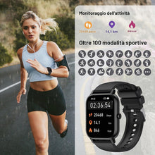 Carica l'immagine nel visualizzatore di Gallery, Smartwatch Uomo Donna, 100+ Sportive Fitness Tracker con Sonno Contapassi Cardiofrequenzimetro, 1.85" Smartwatch con Eff