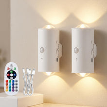 Carica l'immagine nel visualizzatore di Gallery, Applique Led da Parete Interno 2Pezzi Luce con Sensore di Movimento