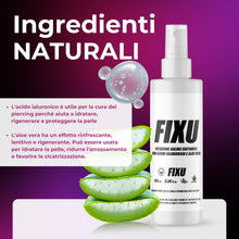 Carica l'immagine nel visualizzatore di Gallery, Soluzione Salina Piercing Spray FIXU 100ml con Acido Ialuronico e Aloe vera, Soluzione Fisiologica 100% Vegana, Deterge 
