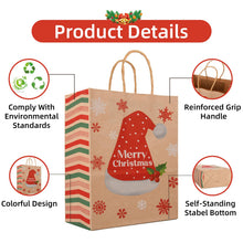 Carica l'immagine nel visualizzatore di Gallery, SENTAIMAO 24 sacchetti regalo natalizi in carta kraft, con manico, per confezioni regalo di Natale, forniture per feste di Natale