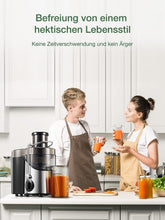 Carica l'immagine nel visualizzatore di Gallery, JUILIST Centrifuga Frutta e Verdura, 400W Estrattore di Succo a Freddo con 65 MM Bocca Larga, 3 Velocità, Acciaio Inox, Piedi Antiscivolo, Includi Spazzola, Facile Pulizia, Senza BPA (argento)