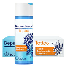 Carica l'immagine nel visualizzatore di Gallery, Bepanthenol Tattoo Care Kit - Crema Tatuaggi Corpo con Pantenolo e Gel Detergente Delicato - Idrata, Protegge e Ravviva i Colori - Preserva la Bellezza del Tatuaggio
