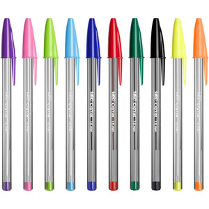 BIC Cristal Multicolour, Penne a Sfera Colorate, Punta Larga 1.6mm, Set Scrittura 15 Unità, Cancelleria Scuola e Ufficio