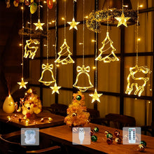 Carica l'immagine nel visualizzatore di Gallery, Lypumso Tenda Luminosa Natale, 3.5M Luci di Natale 8 Modalità, 120LEDs Catena Luminosa Natalizie Batteria/USB IP44 con Funzione di Timer, per Decorazioni Esterno/Interno, Finestra, Giardino, Balcone