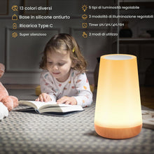 Carica l'immagine nel visualizzatore di Gallery, JOPHEK 13 Colori Touch Dimmable Night Lamp, USB Ricaricabile Led Luce Notturna con Telecomando, Regalo per Bambini Adult