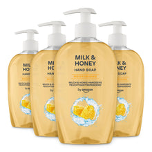 Carica l'immagine nel visualizzatore di Gallery, by Amazon, Sapone per le mani al latte e miele, 4 x 500 ml