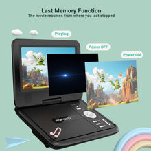 Carica l'immagine nel visualizzatore di Gallery, POFOTO Lettore DVD Portatile 9,5'' con Schermo HD Ruotabile 7,5'', Batteria 4-6 Ore, Supporto Multiformato Dischi/SD/USB, Antiurto, Riproduzione Memoria, Sync TV e Proiettore, con Caricatore per Auto