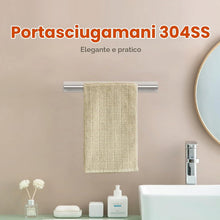 Carica l'immagine nel visualizzatore di Gallery, Ibergrif M34456A - Porta asciugamani adesivo 40 cm, due metodi di installazione (adesivo e foratura), portasciugamani per bagno con barra senza trapano, acciaio inossidabile, spazzolato