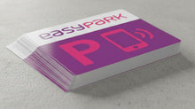 Carica l'immagine nel visualizzatore di Gallery, KIT 10 ADESIVI EasyPark in PVC Compatti e Resistenti Perfetti per Chi Usa l’App di Parcheggio Facili da Applicare su Vet