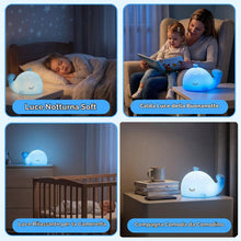 Carica l'immagine nel visualizzatore di Gallery, Luce Notturna Balena, Lampada Bambini in Silicone Morbido, Dimmerabile, RGB 7 Colori, Touch Ricaricabile, Timer 30 Min, 