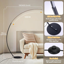 Carica l'immagine nel visualizzatore di Gallery, Linkenail Lampada da Terra ad Arco Salotto, 25W Moderna Piantana LED Dimmerabile Lampada Salotto con Telecomando, 3000K-6000K, Lampada lettura per Soggiorno, Camera da Letto, Ufficio, Nero 170cm
