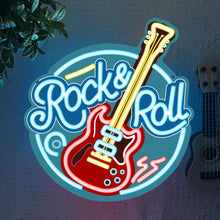 Carica l'immagine nel visualizzatore di Gallery, RuCvixkt Rock Roll Segno Neon per Decorazione Murale, LED Dimmabile con Chitarra Rock Roll per Studio Musicale, Salone, 