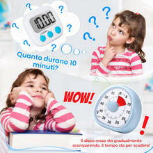 Carica l'immagine nel visualizzatore di Gallery, Diboniur Timer Visivo per Bambini Ricaricabile, Silenzioso, 60 Minuti