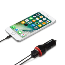 Carica l'immagine nel visualizzatore di Gallery, Amazon Basics Caricabatterie per auto USB-A a 2 porte - 24 W - per cellulari (iPhone 16/ 15/14/13/12/11/X, Samsung e alt