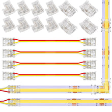 Carica l'immagine nel visualizzatore di Gallery, Set di 16 connettori COB LED a 3 poli, 10 mm, connettori trasparenti a 3 pin, per strisce LED COB LED, con 8 a forma di 