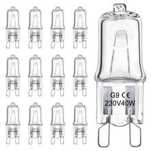 Carica l'immagine nel visualizzatore di Gallery, Lampadine alogene G9, lampadina 220 V 40 W, lampadina a capsula trasparente a 2 pin, lampadine dimmerabili a luce bianca