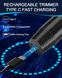 Tagliapeli Naso e Orecchie 3 in 1 Set Ricaricabile via USB, Tagliacapelli Professionale Indolore per Sopracciglia e Viso, Impermeabile, Adatto a Uomini e Donne, Nero