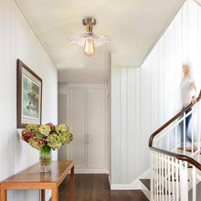 Carica l'immagine nel visualizzatore di Gallery, Lampada da Soffitto in Vetro, Vintage Creatività Fiore Plafoniera, E27 Illuminazione a Soffitto, Lampadario a Sospension