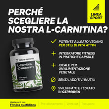 Carica l'immagine nel visualizzatore di Gallery, L-Carnitina 2000 con Carnipure, 2000 mg di L-carnitina per Dose Giornaliera, 120 Capsule Vegan, ad Alto Dosaggio e Senza