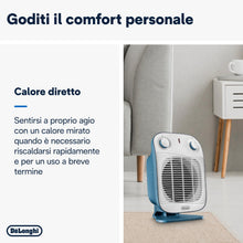 Carica l'immagine nel visualizzatore di Gallery, De'Longhi HFS50B20.AV Termoventilatore, Silenzioso e leggero, 3 livelli di potenza, ventilazione estiva, protezione antigoccia, maniglia, dispositivo di sicurezza, luce, protezione antigelo,Avio