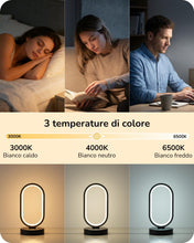 Carica l'immagine nel visualizzatore di Gallery, EDISHINE Lampada Comodino LED, Dimmer Touch, 3 Temperature di Colore, Nero