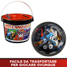 Carica l'immagine nel visualizzatore di Gallery, BANDAI - Meccano Junior Barile 150 pezzi - Kit di Costruzione 5 Modelli, 2 attrezzi, istruzioni, secchio con manico - Ki