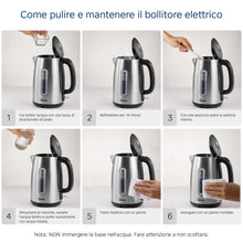 Carica l&#39;immagine nel visualizzatore di Gallery, Midea Bollitore Elettrico 1,7L, Acciaio Inox, Kettle senza BPA, 2200 W, Bollitore Acqua con indicatore del livello dell&#39;acqua, indicatore LED, Base di rotazione a 360°