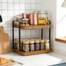 Carica l'immagine nel visualizzatore di Gallery, VINATO Scaffale 2 Ripiani, Organizzatore per Cucina in Acciaio al Carbonio con Aspetto Legno, Aste di Supporto Rinforzate, per Piano di Lavoro, Cucina, Bagno, Ufficio