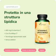 Carica l'immagine nel visualizzatore di Gallery, Vegavero Vitamina C Liposomiale, Dosaggio Ottimale, Pureway-™, Alta Biodisponibilità, Acido Ascorbico Puro, 120 Capsule,