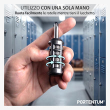Carica l'immagine nel visualizzatore di Gallery, PORTENTUM Lucchetto combinazione 4 cifre regolabile – Lucchetto armadietto palestra con corpo in lega di zinco e archett