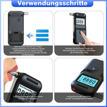 Carica l'immagine nel visualizzatore di Gallery, Alcohol tester con 15 bocchini, tester per alcol con schermo LCD, etilometro digitale con illuminazione di emergenza a LED, per test di alcol