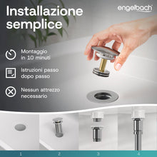 Carica l'immagine nel visualizzatore di Gallery, Engelbach® Piletta lavabo senza troppopieno – Scarico Click Clack con 3 guarnizioni – Valvola di scarico universale per 