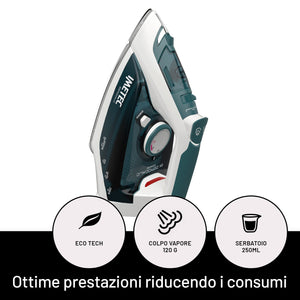 Imetec ZeroCalc Z1 2500 - Ferro da Stiro a vapore - Tecnologia Anticalcare -Piastra Acciaio Inox - 2200 Watt, Colpo Vapore 120 g - Tecnologia a risparmio energetico, Funzione Calc Clean