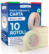 Carica l'immagine nel visualizzatore di Gallery, 10 Nastri da Imbianchini Carta Gommata per Mascheratura e Pittura 30mmx50m