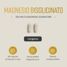 Carica l'immagine nel visualizzatore di Gallery, VitaBright Magnesio Bisglicinato 300 mg – 180 Capsule Magnesio Glicinato