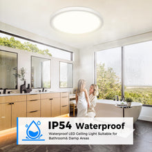 Carica l'immagine nel visualizzatore di Gallery, Peasur Plafoniera LED Soffitto, 3000/3500/4000/5000/6500K 24W IP54 Impermeabile Lampada da Soffitto, Sottile Plafoniera 