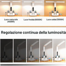 Carica l'immagine nel visualizzatore di Gallery, Lampada da Scrivania a LED Senza Fili Ricaricabile 3200mAh, Lampada Scrivania Bambini con Display LCD Ora Temperatura Ca