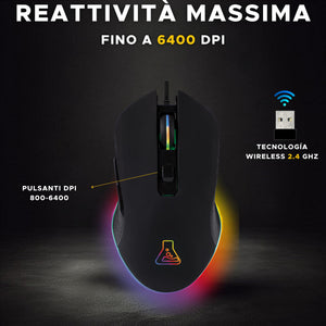 THE G-LAB Kult Helium USB Wired Gaming Mouse - Sensore ottico da 800 a 3200 DPI, retroilluminazione LED a 7 colori