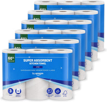 Carica l'immagine nel visualizzatore di Gallery, di Amazon Asciugamano da cucina super assorbente, 3 strati, 18 rotoli (6 confezioni da 3), 80 fogli per rotolo, certificato FSC