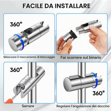 Carica l'immagine nel visualizzatore di Gallery, URAQT Universale Supporto Soffione Doccia, Supporto Doccia Regolabile a 360°, Rimovibile Supportos per Doccias Adatto pe