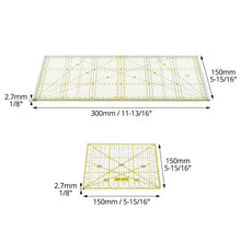 Carica l'immagine nel visualizzatore di Gallery, QWORK® 2 Pezzi righelli per patchwork, 15x15 cm e 15x30 cm righello per quilting con scala, righelli da cucito universal