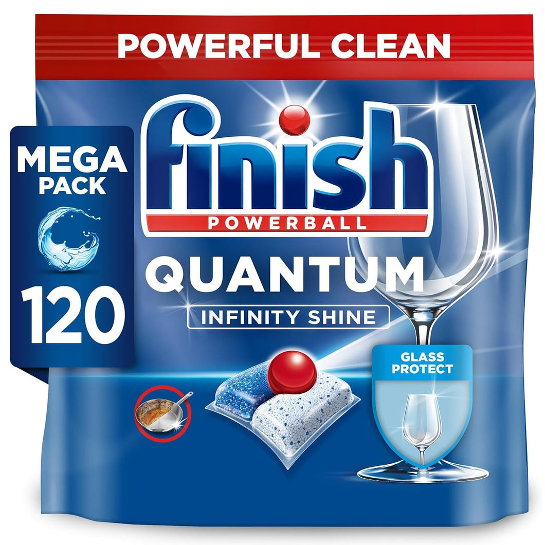 Finish Quantum Infinity Shine Pastiglie Lavastoviglie, 120 Capsule Lavastoviglie, Detergenti per Lavastoviglie per una Pulizia e Brillantezza Efficace