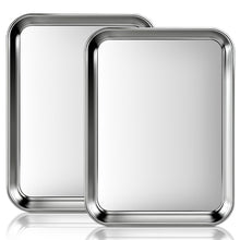 Carica l'immagine nel visualizzatore di Gallery, Fire More 2 Teglie per Forno Rettangolare, 23,5x17,5x2,5cm Teglia Antiaderente Sano e Durevole,Vassoio Rettangolare per 