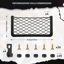 Carica l'immagine nel visualizzatore di Gallery, EINESIN 4 Pezzi Rete Portaoggetti Auto e Camper, Tasca Elastica con Telaio per Bagagliaio, Organizer Accessori per Van e