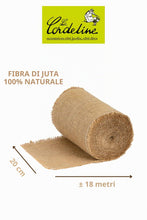 Carica l'immagine nel visualizzatore di Gallery, La Cordeline Tela di iuta naturale, 20 cm, rotolo 18 metri, nastro per artigianato, decorazione, giardinaggio