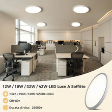 Carica l'immagine nel visualizzatore di Gallery, FUPE 3 Temperature Plafoniera LED Soffitto 32W Lampada da Soffitto, 3000K/4000K/6500K Ø40cm 3200lm con Gancio di Sicurez
