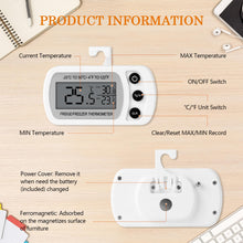 Carica l'immagine nel visualizzatore di Gallery, Cozary 3 Pezzi Termometro Digitale del Frigorifero Cucina, Magnetico Termometro Frigo con Gancio, Conversione ℃ /℉, Display LCD, per Casa, Ristoranti